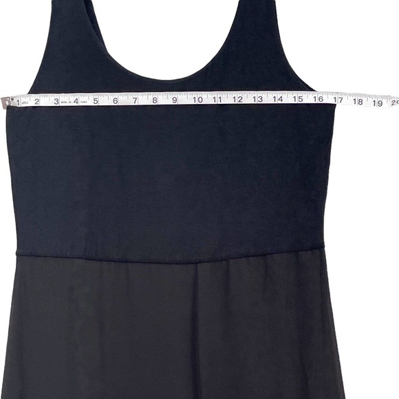 Vince Camuto Maxi Tank Dress Womens Sz Large Black Sheer Overlay Stretch Slits - Picture 8 of 10